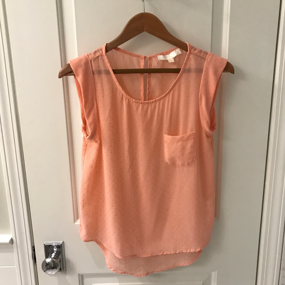 Peach top with gold dots